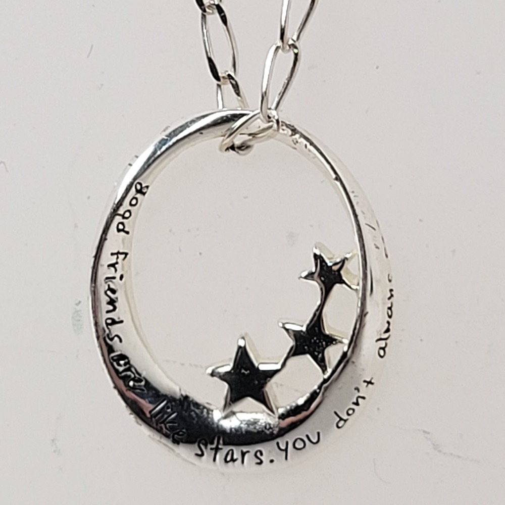 Sterling 925 Mexico Chain w/ Friends Are‎ Like Stars Floating Pendant 19"